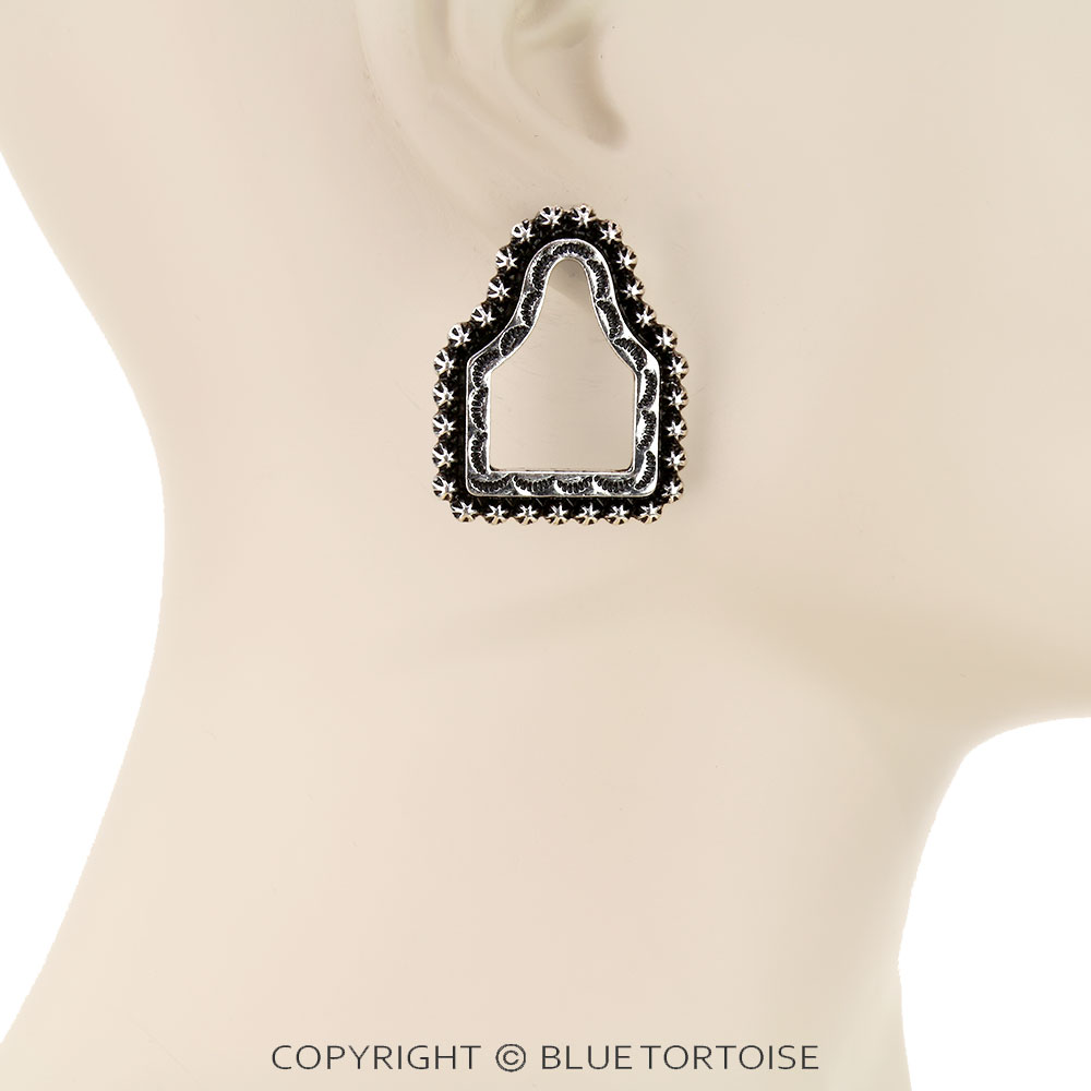 Western Ear Tag Cut Stud Earrings - Image 2
