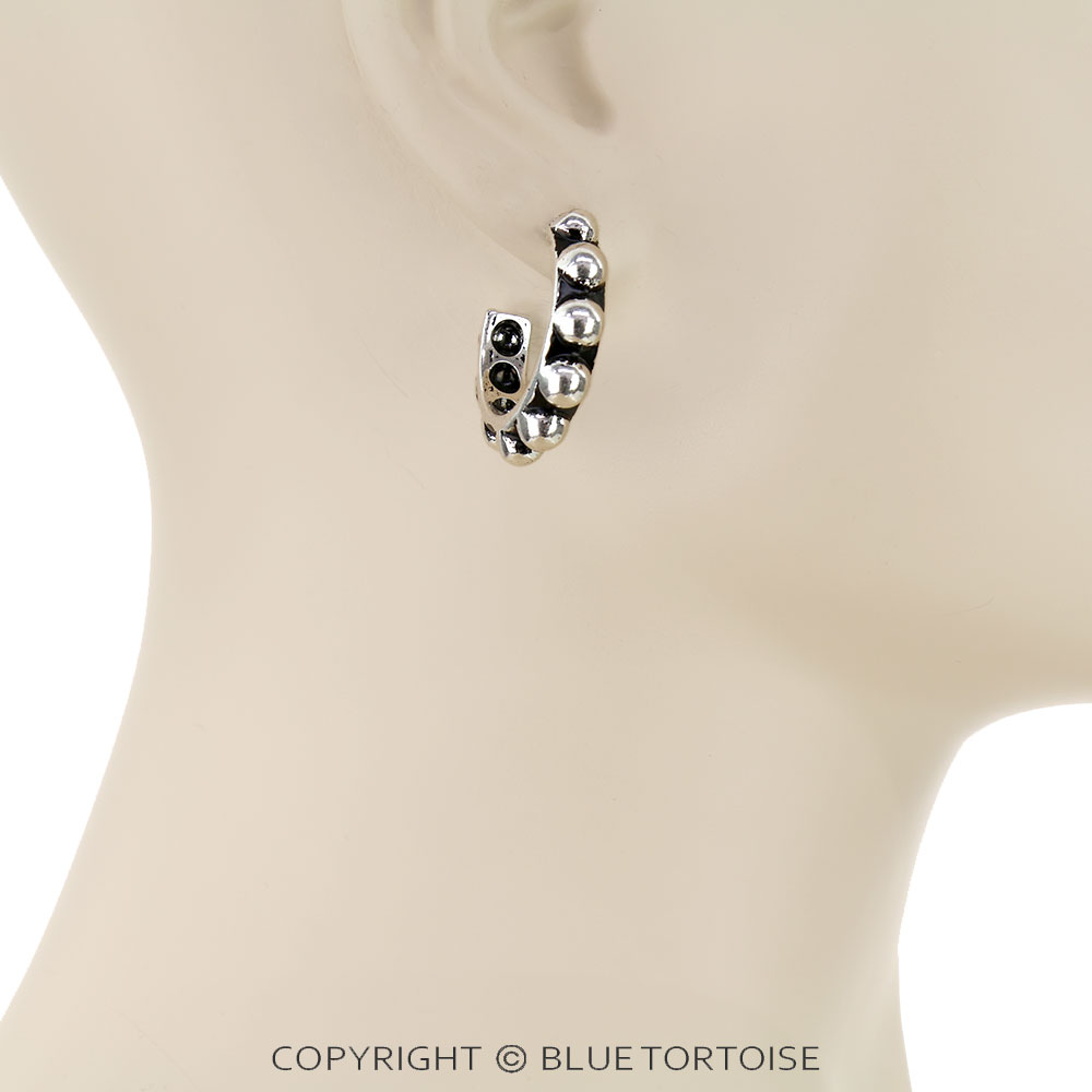 Western Bubble Ball Hoop Earrings - Image 2