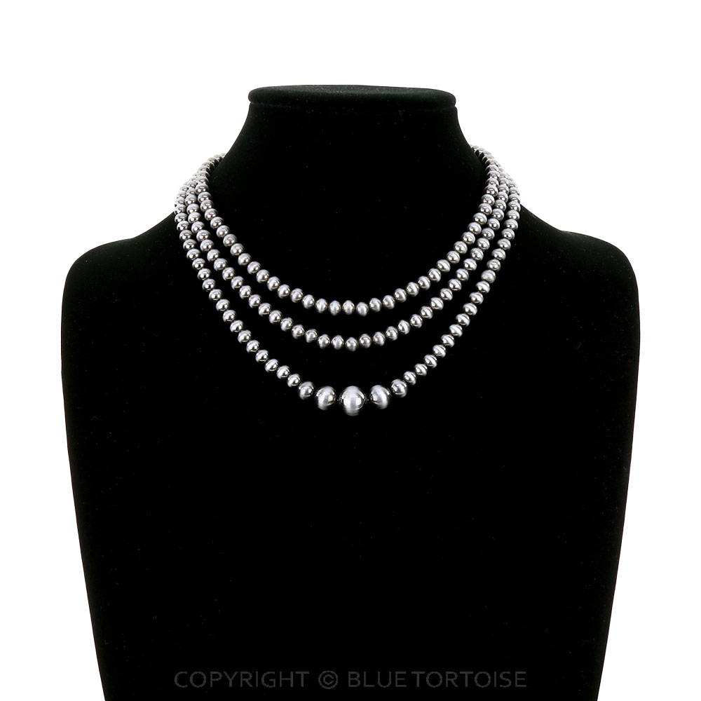 Navajo Style Pearl 3 Strands Necklace - Image 2