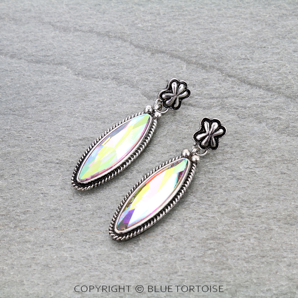 Western Oval Stone Stud Earrings