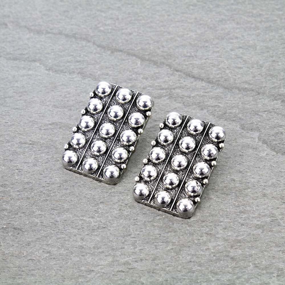 Western Bubble Ball TXR Rectangle Stud Earrings