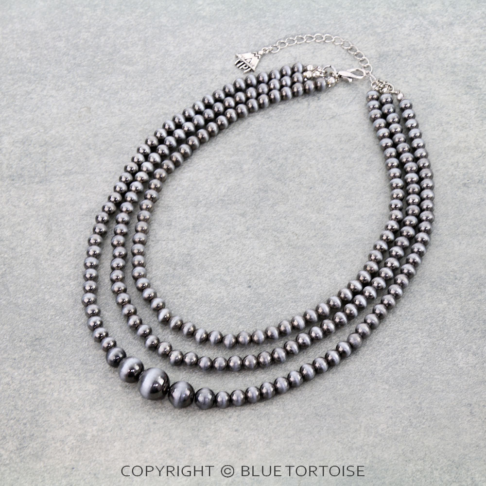 Navajo Style Pearl 3 Strands Necklace