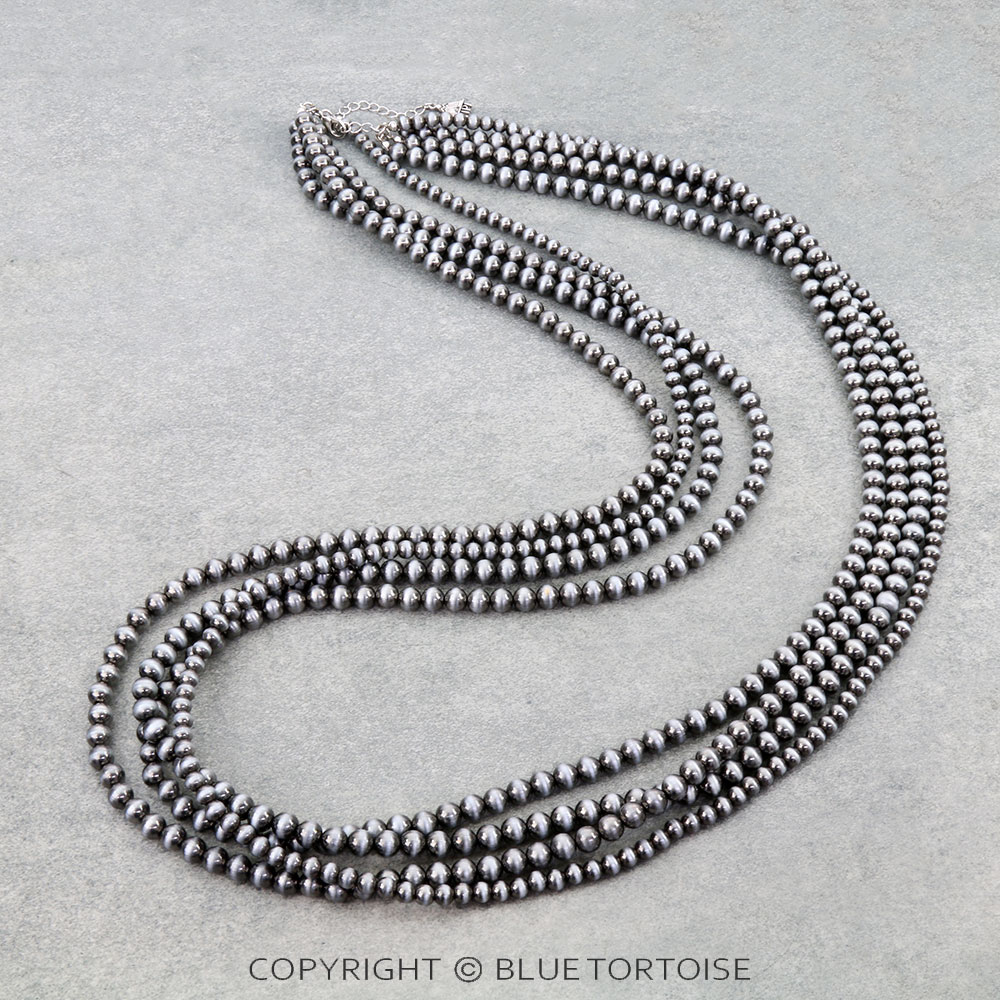 Navajo Style Pearl 4 Strands Necklace