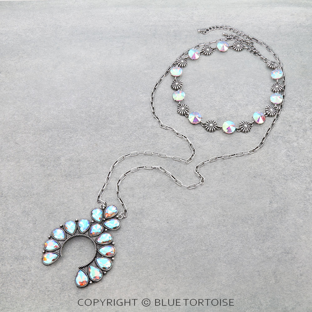 Western Squash Blossom Stone 2 Layered Necklace