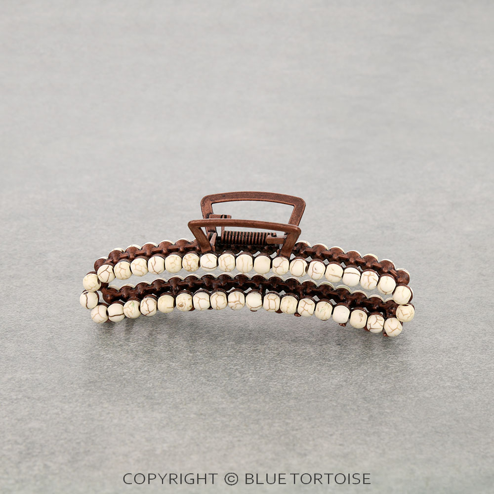 4.25" Stone Bead Hair Claw Clip