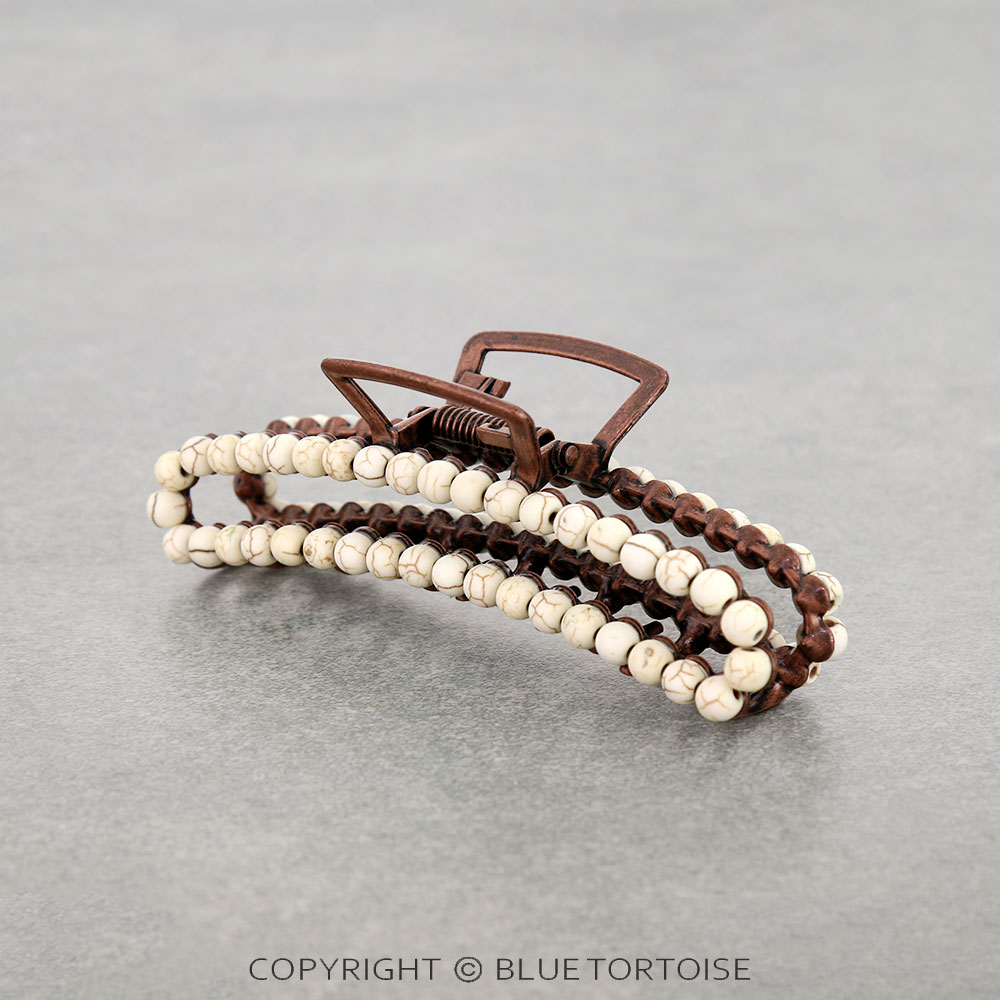 4.25" Stone Bead Hair Claw Clip - Image 2