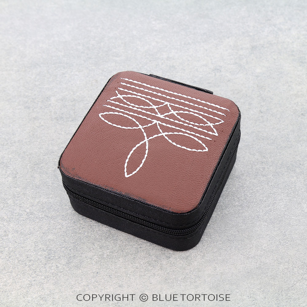 Western Boot Stitch Tooled Leather Jewelry Box