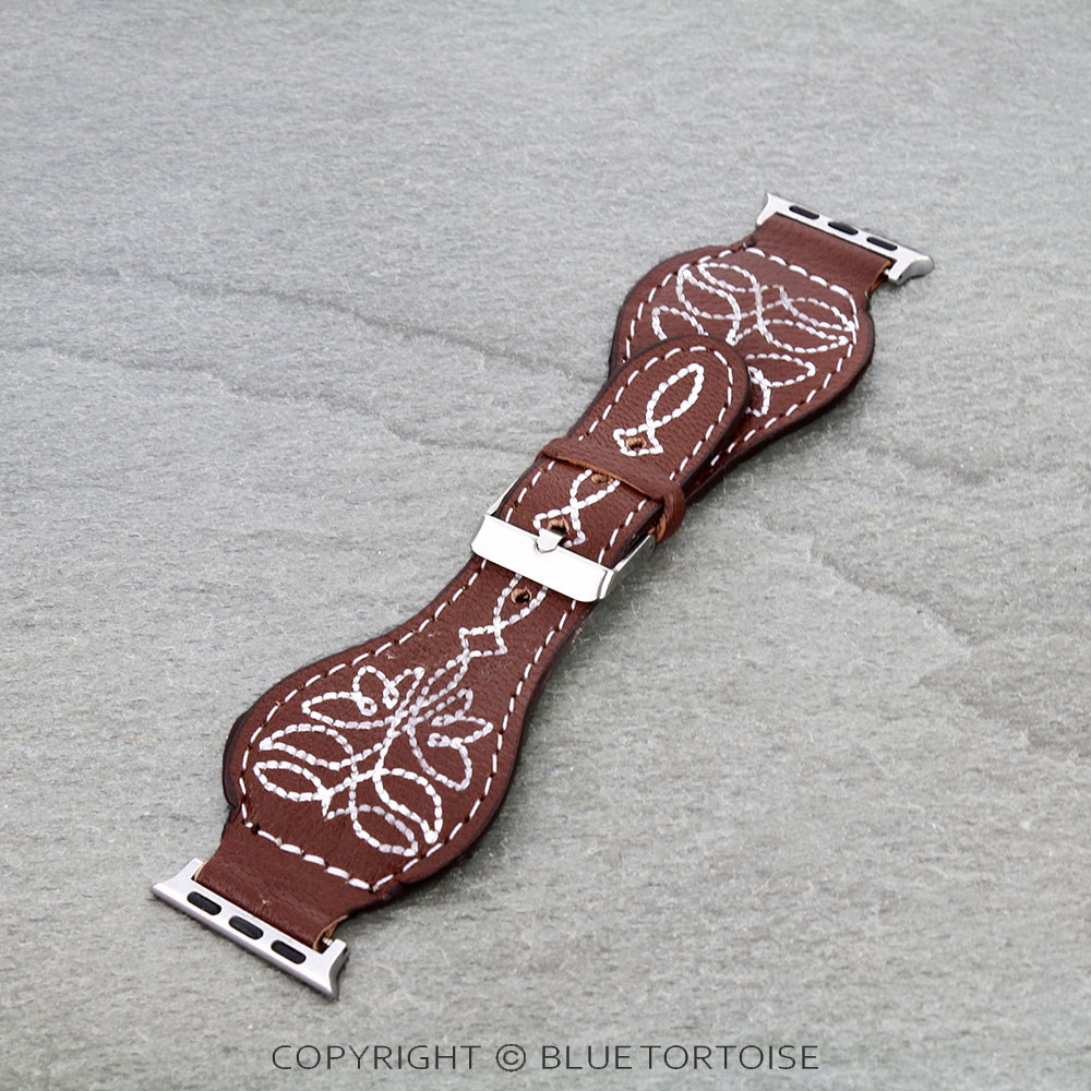 Western Boot Stitch Genuine Leather Apple Watch Band