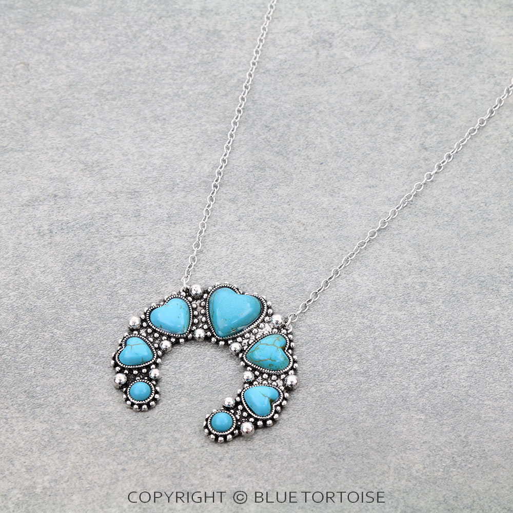 Western Heart Squash Blossom Necklace