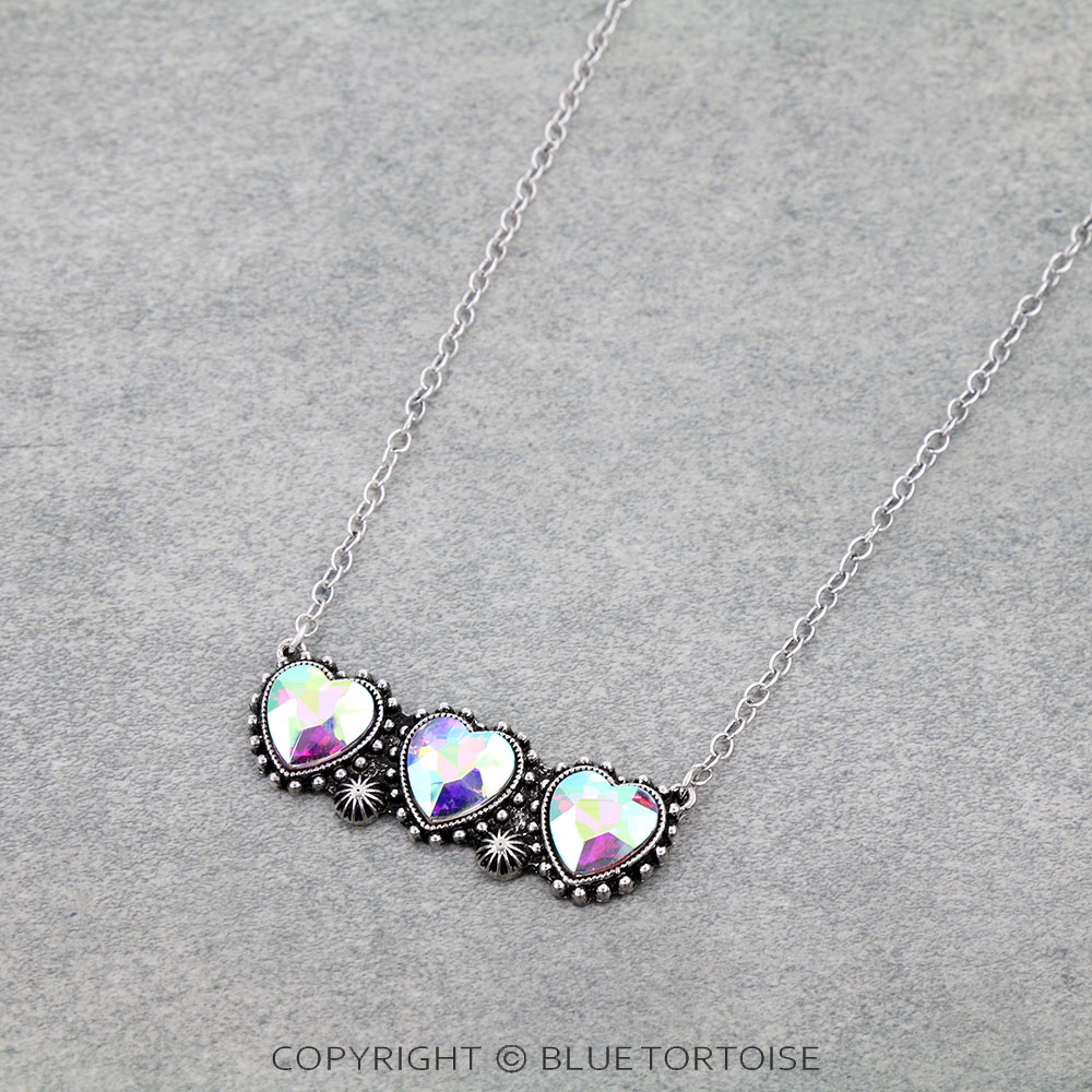 Western Heart Stone Bar Necklace