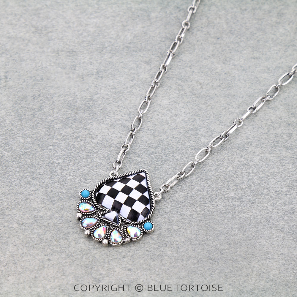 Western Checker Spade Necklace