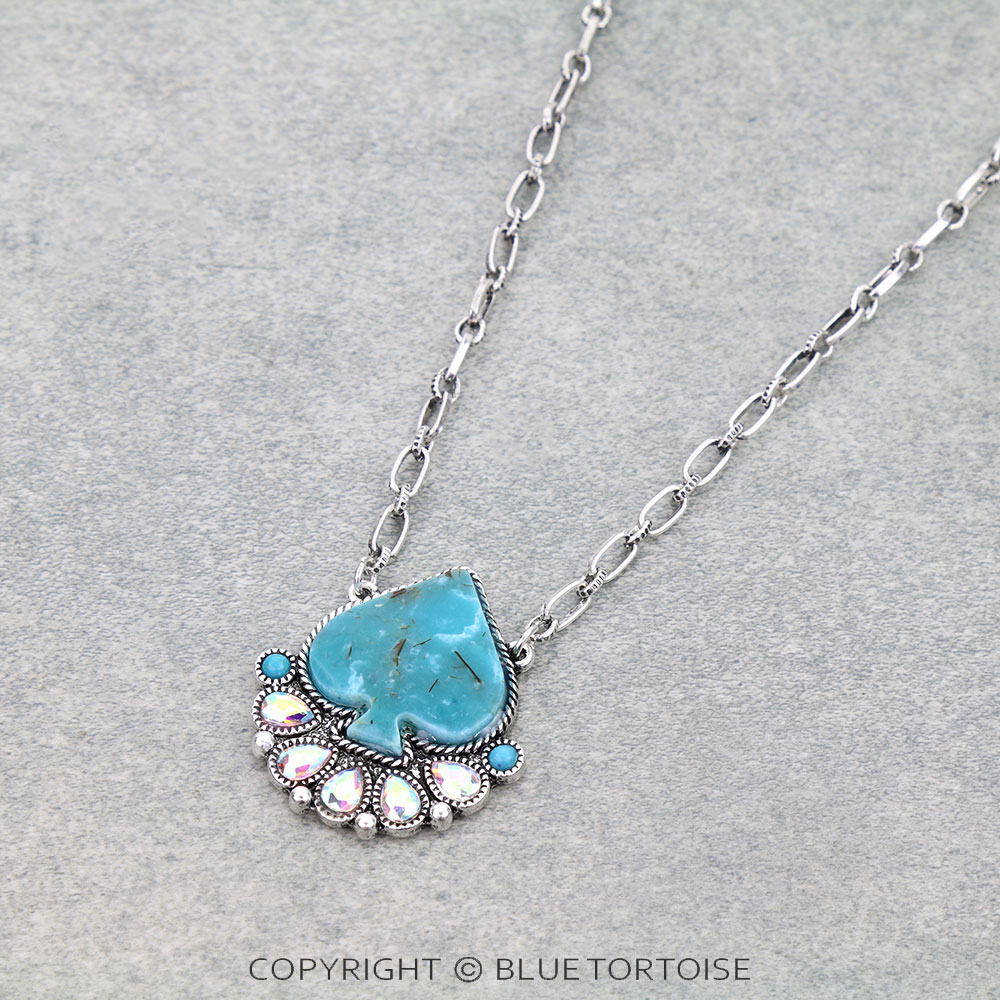 Western Spade Hand Stone Necklace