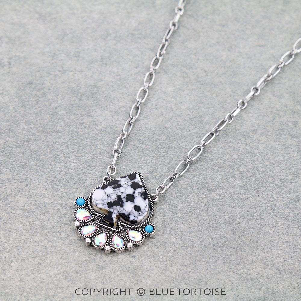 Western Spade Hand Stone Necklace