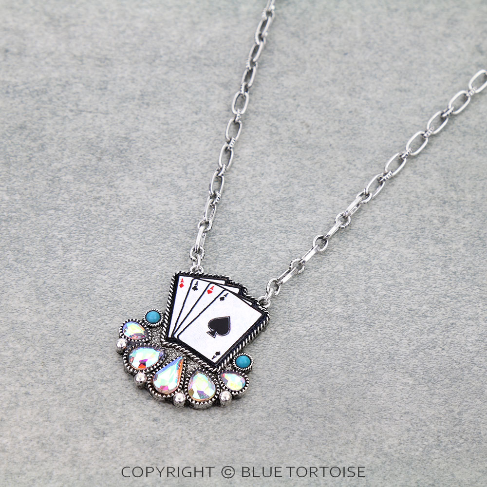 Western Card Stone Necklace