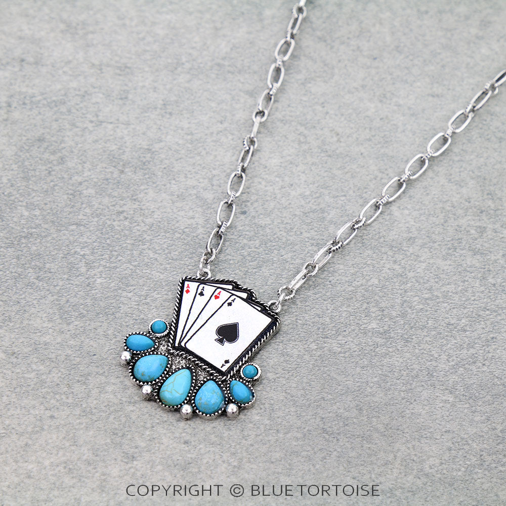 Western Card Stone Necklace
