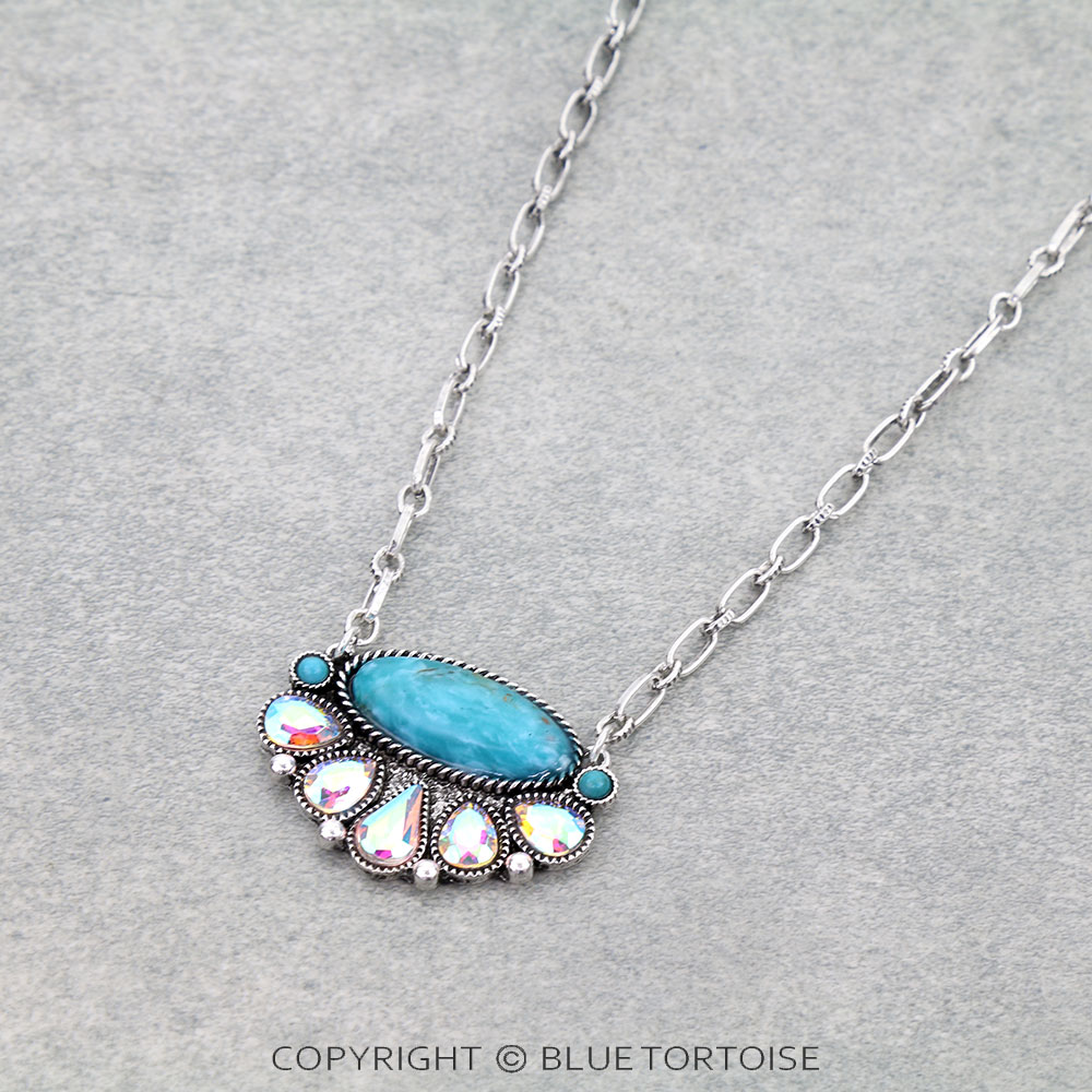 Western Oval Hand Stone Necklace
