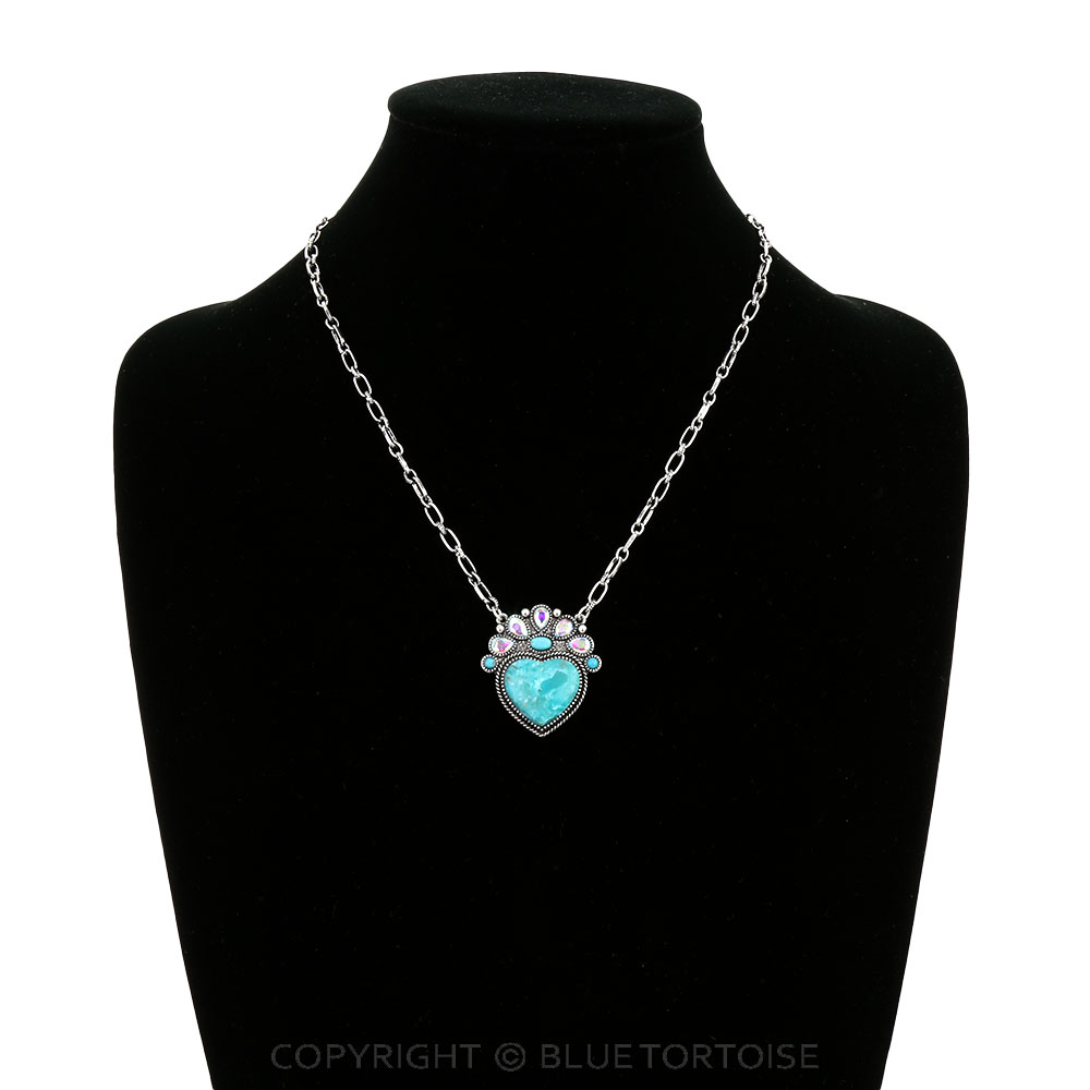 Western Heart Hand Stone Necklace - Image 2