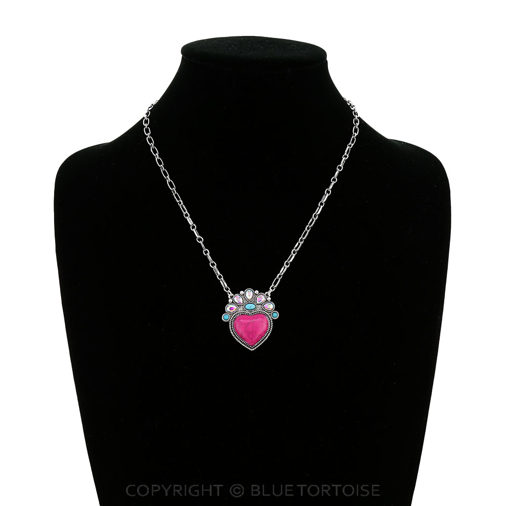 Western Heart Hand Stone Necklace - Image 2