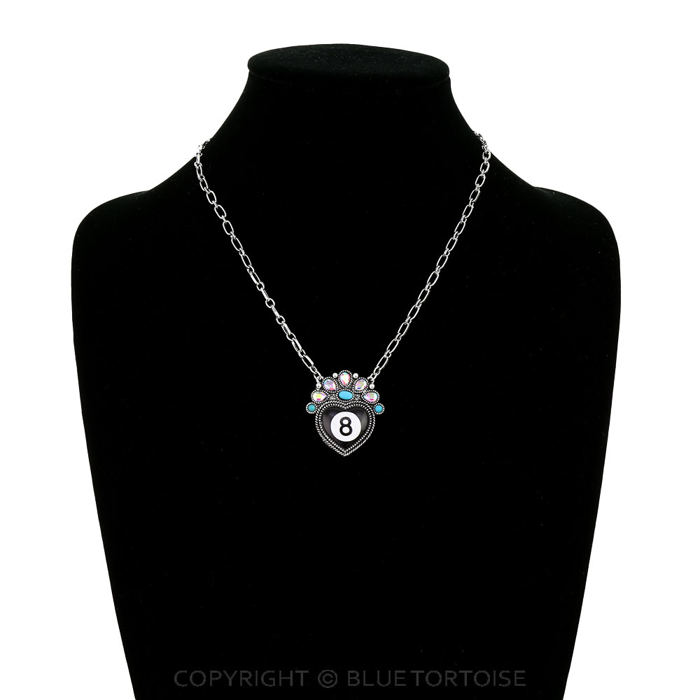Western 8 Ball Heart Necklace - Image 2