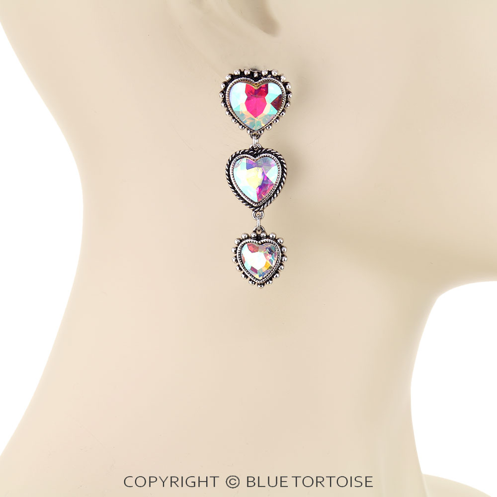 Western Heart Stone Drop Stud Earrings - Image 2
