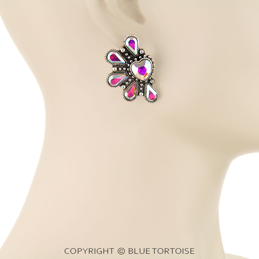 Western Heart Half Concho Stud Earrings - Image 2