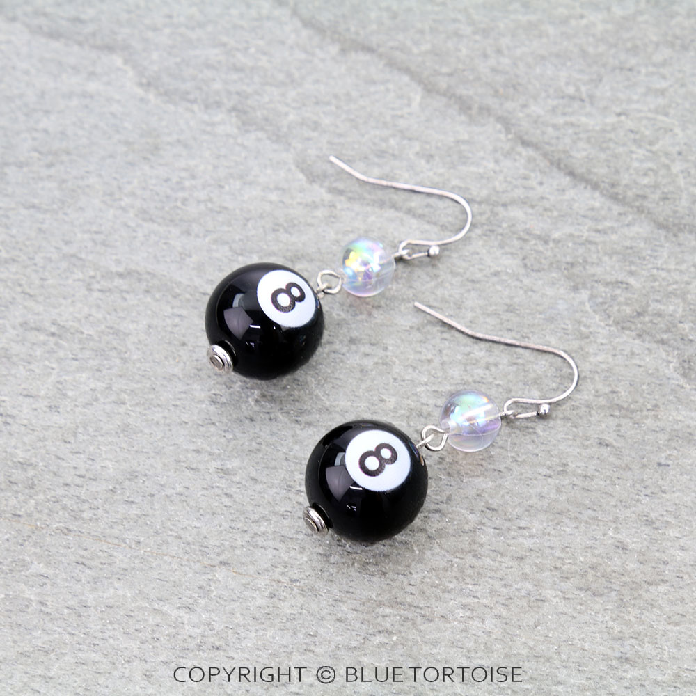 Western 8 Ball Print Silicon Ball Dangle Earrings