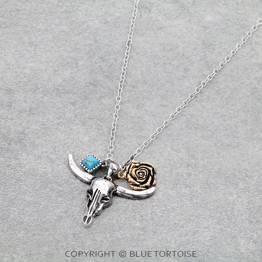 Western Steer Skull Necklace