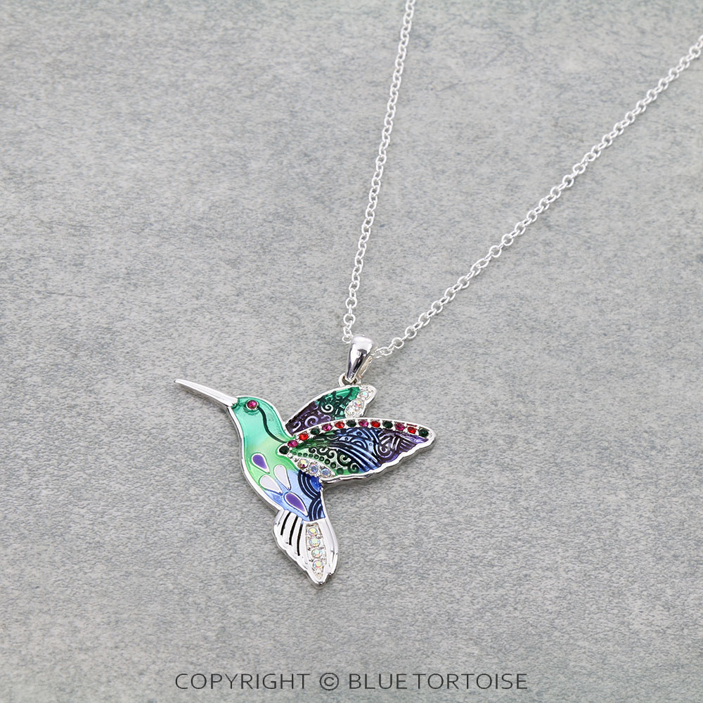 Garden Epoxy Hummingbird Necklace