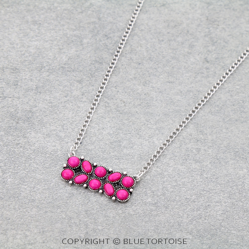Western Semi Stone Bar Necklace