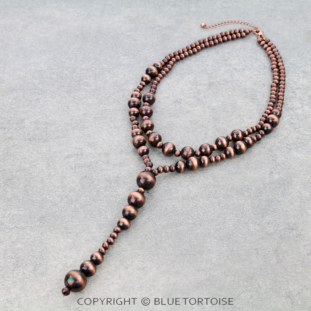 Western Navajo Style Pearl Y Necklace