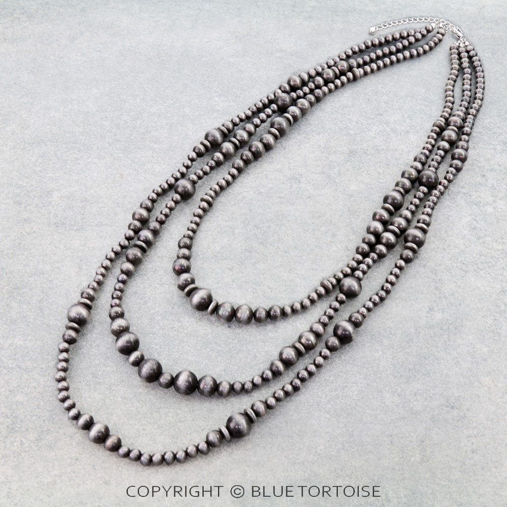 3 Layered Navajo Style Pearl Necklace