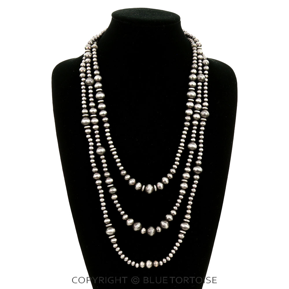 3 Layered Navajo Style Pearl Necklace - Image 2