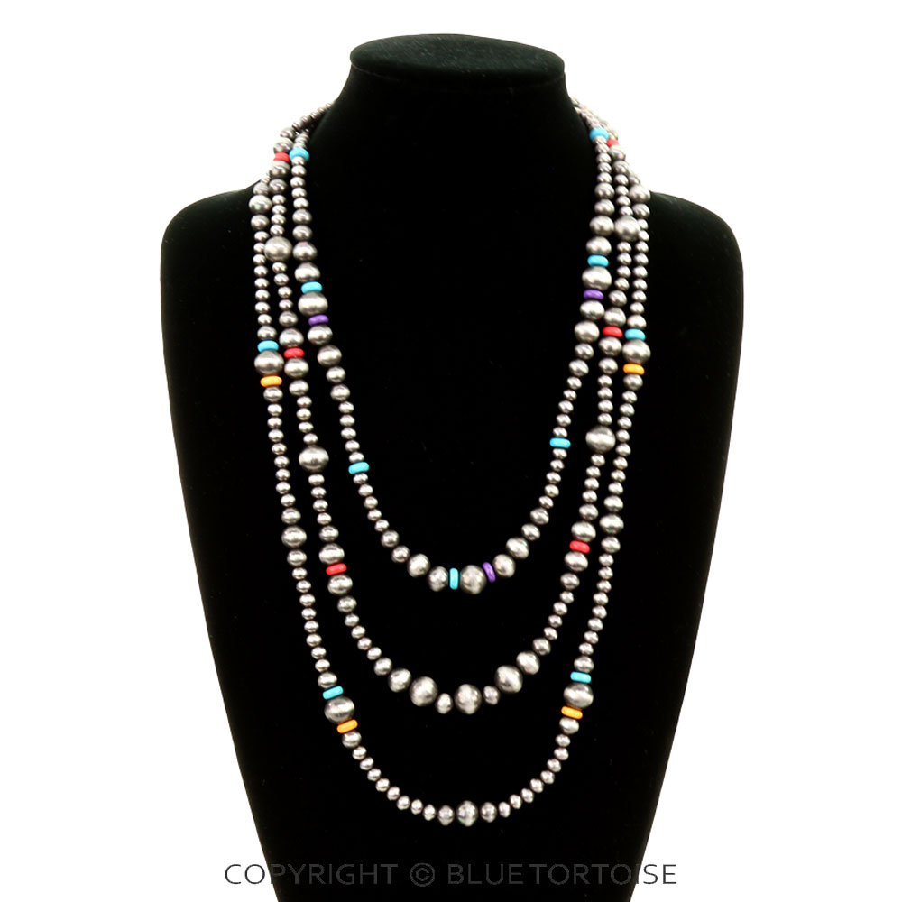 3 Layered Navajo Style Pearl Necklace - Image 2