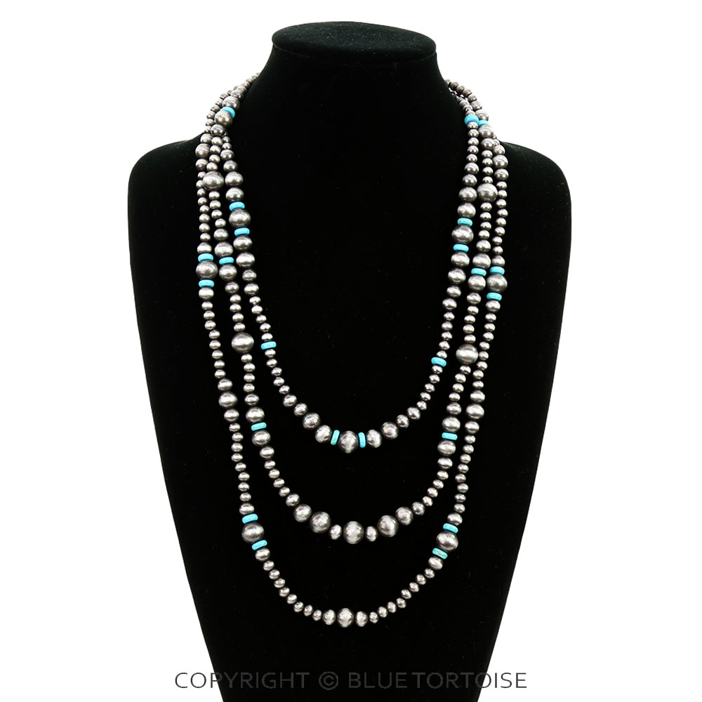 3 Layered Navajo Style Pearl Necklace - Image 2