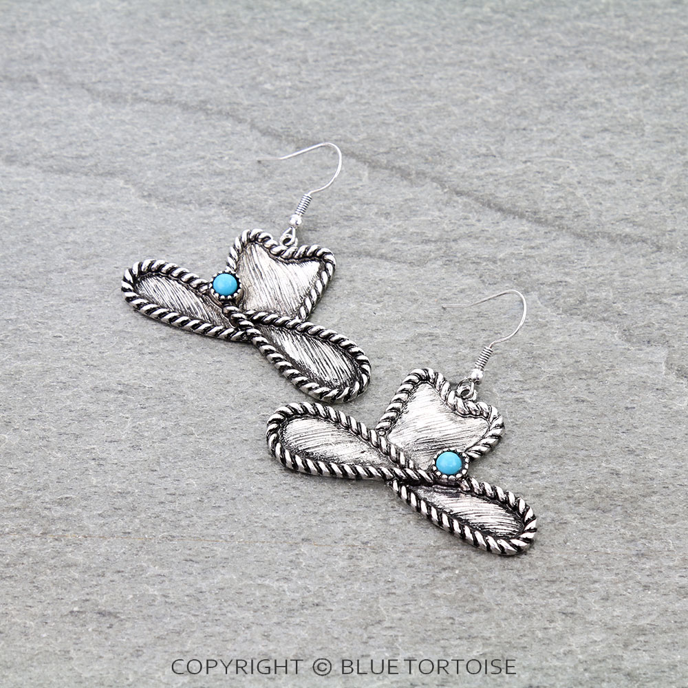 Western Rope TXR Cowboy Hat Dangle Earrings