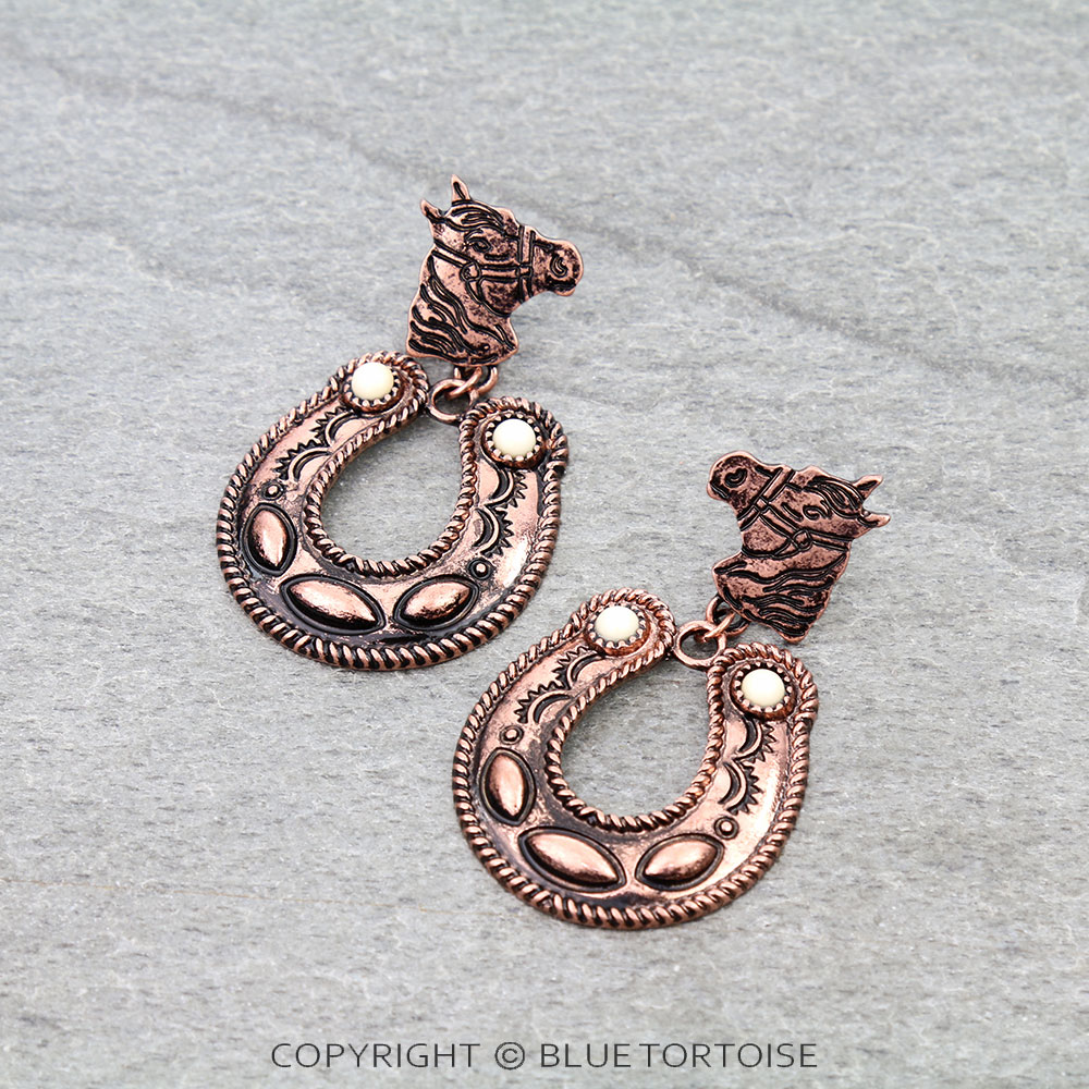 Western Texture Horseshoe Stud Earrings