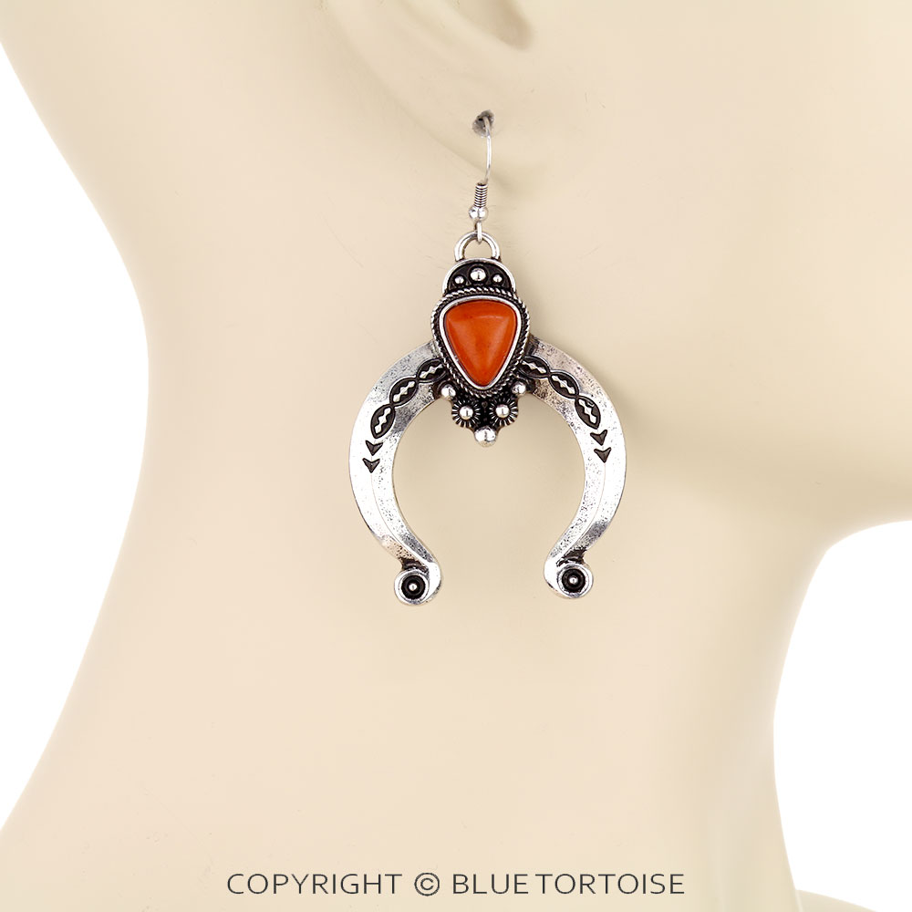Western Squash Blossom Dangle Earrings - Image 2