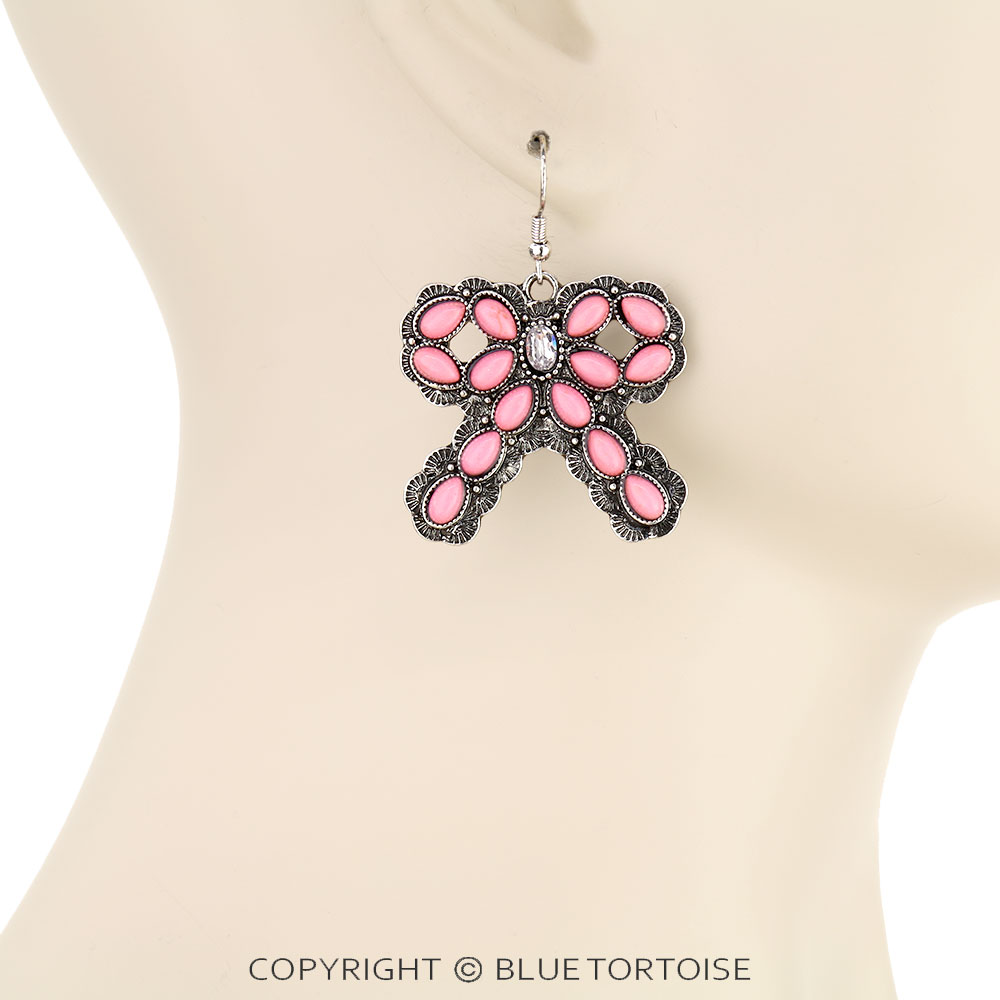 Western Bow Stone Dangle Earrings - Image 2