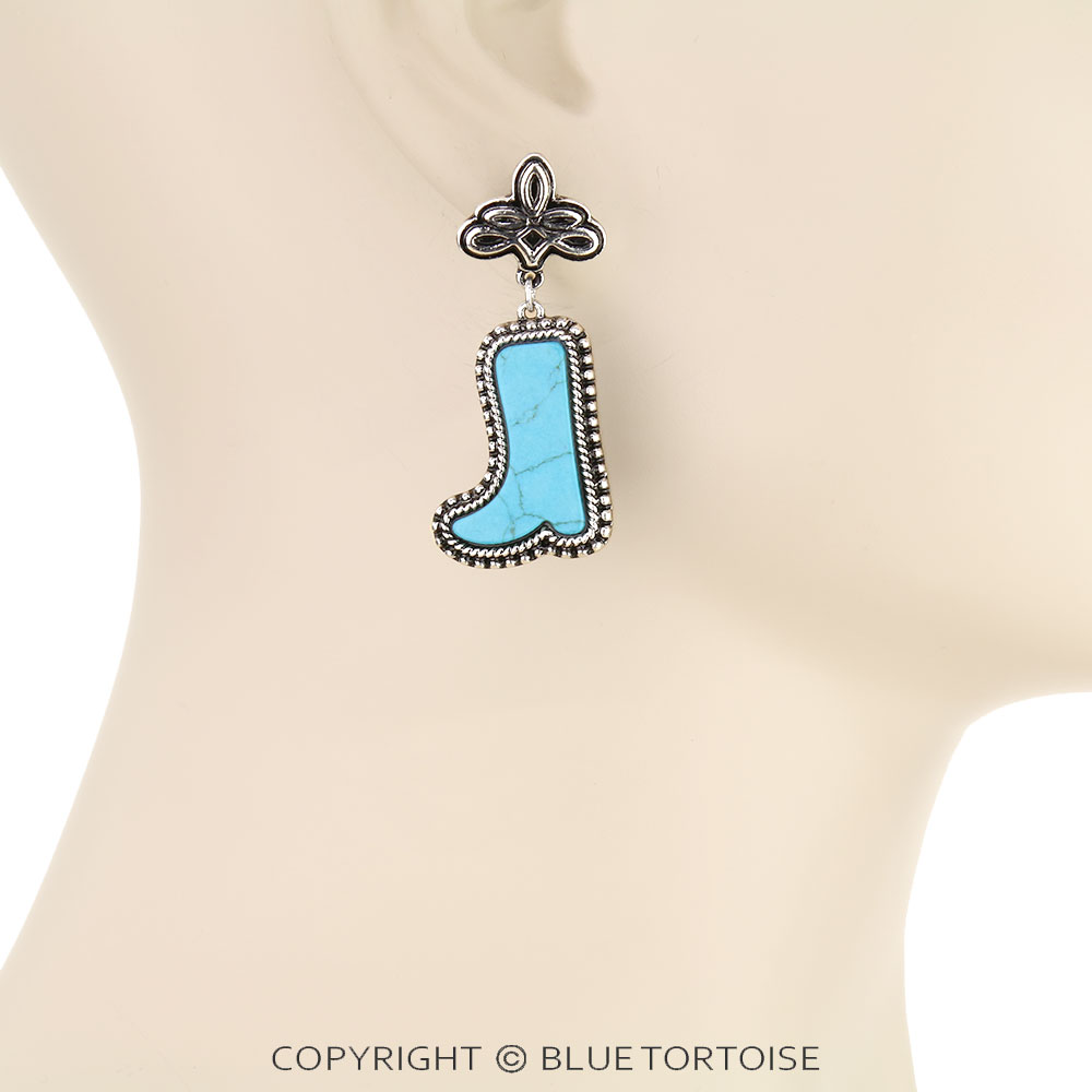 Western Stitch Boot Stone Stud Earrings - Image 2