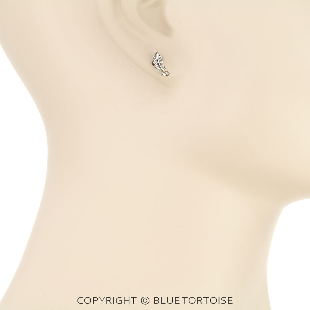 Stainless Leaf Flat Back Sleeper Earrings - Image 2