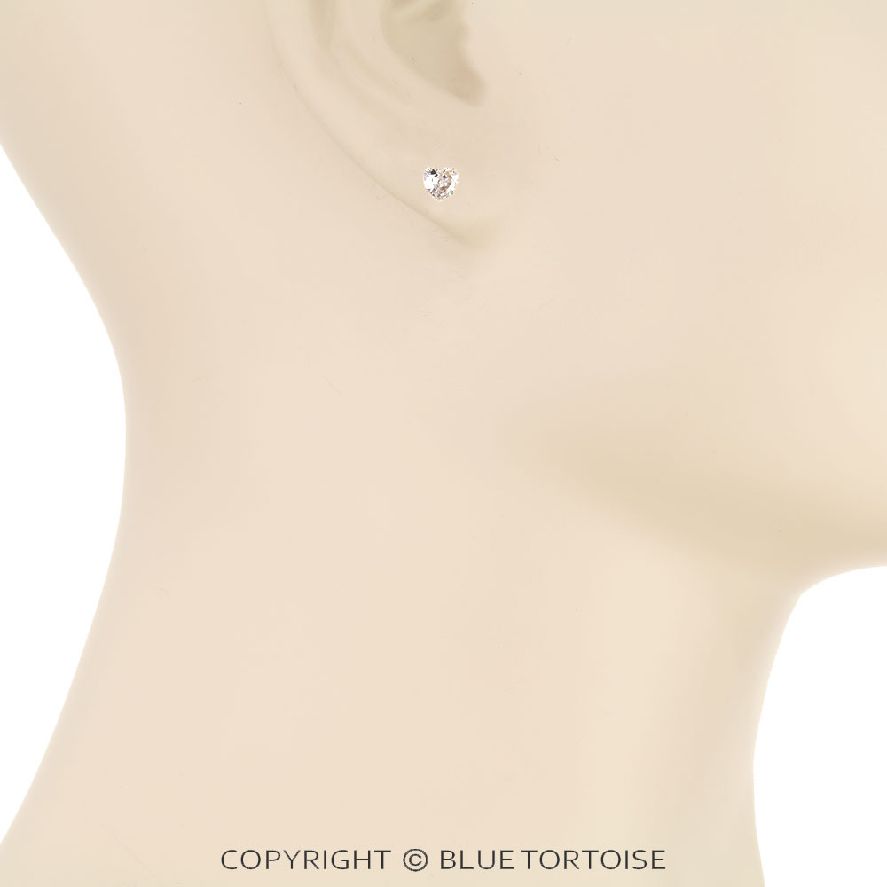 Stainless Heart Stone Flat Back Sleeper Earrings - Image 2