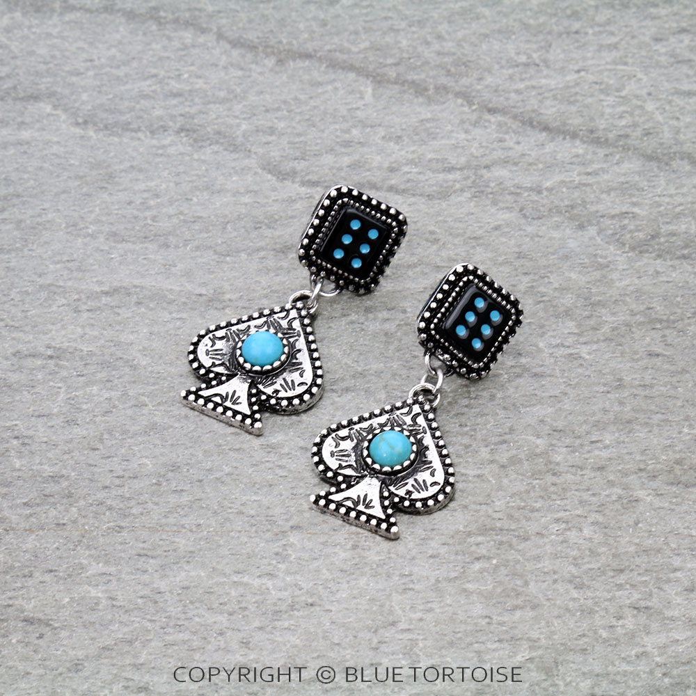 Western Spade & Dice Stud Earrings