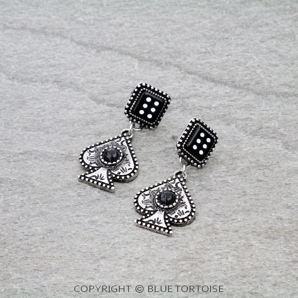 Western Spade & Dice Stud Earrings