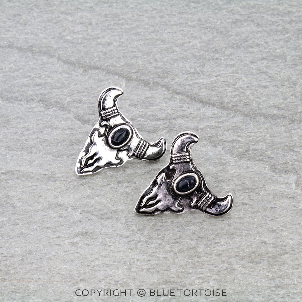 Western Steer Skull Stud Earrings