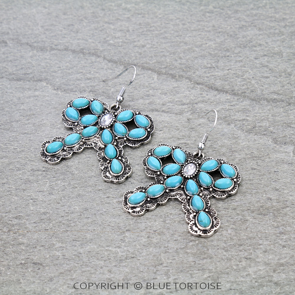 Western Bow Stone Dangle Earrings