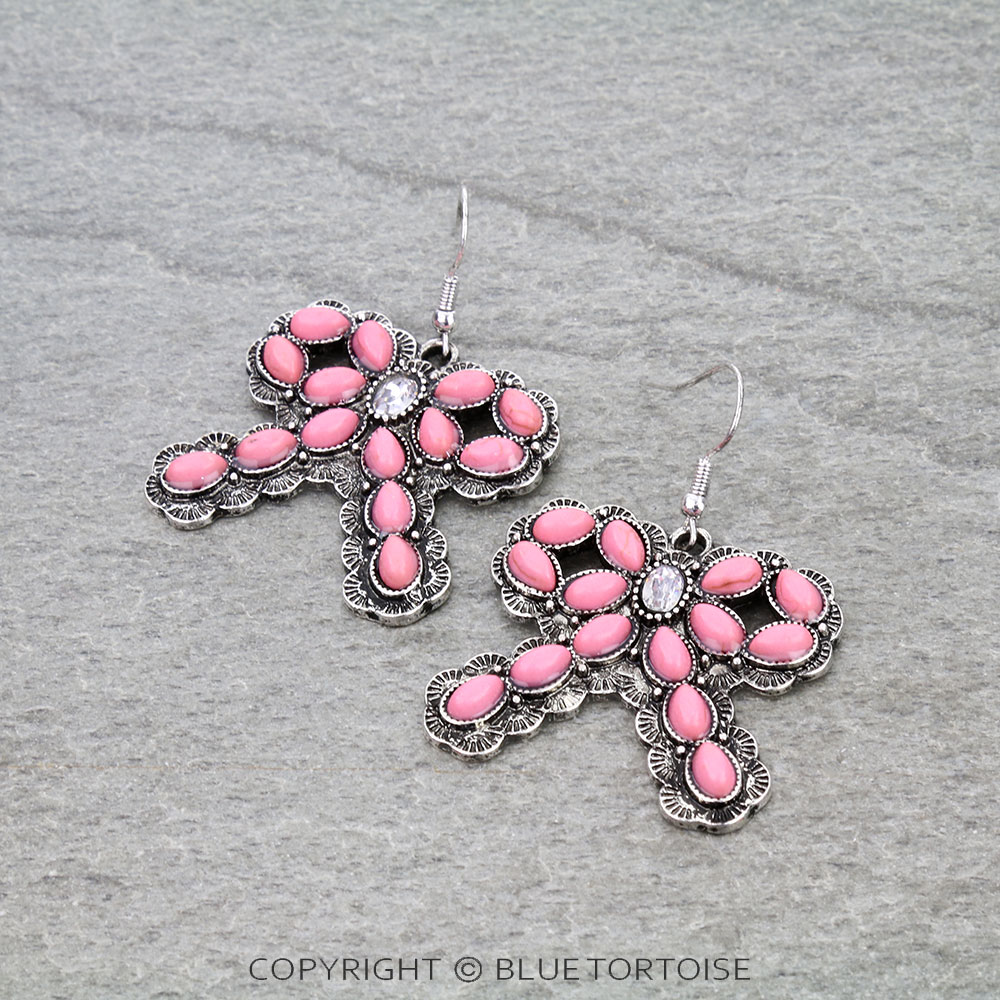 Western Bow Stone Dangle Earrings