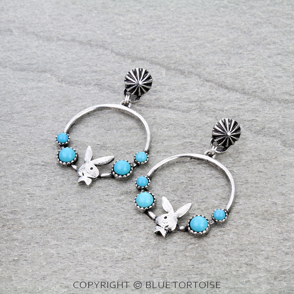 Western Bunny Round Stud Earrings