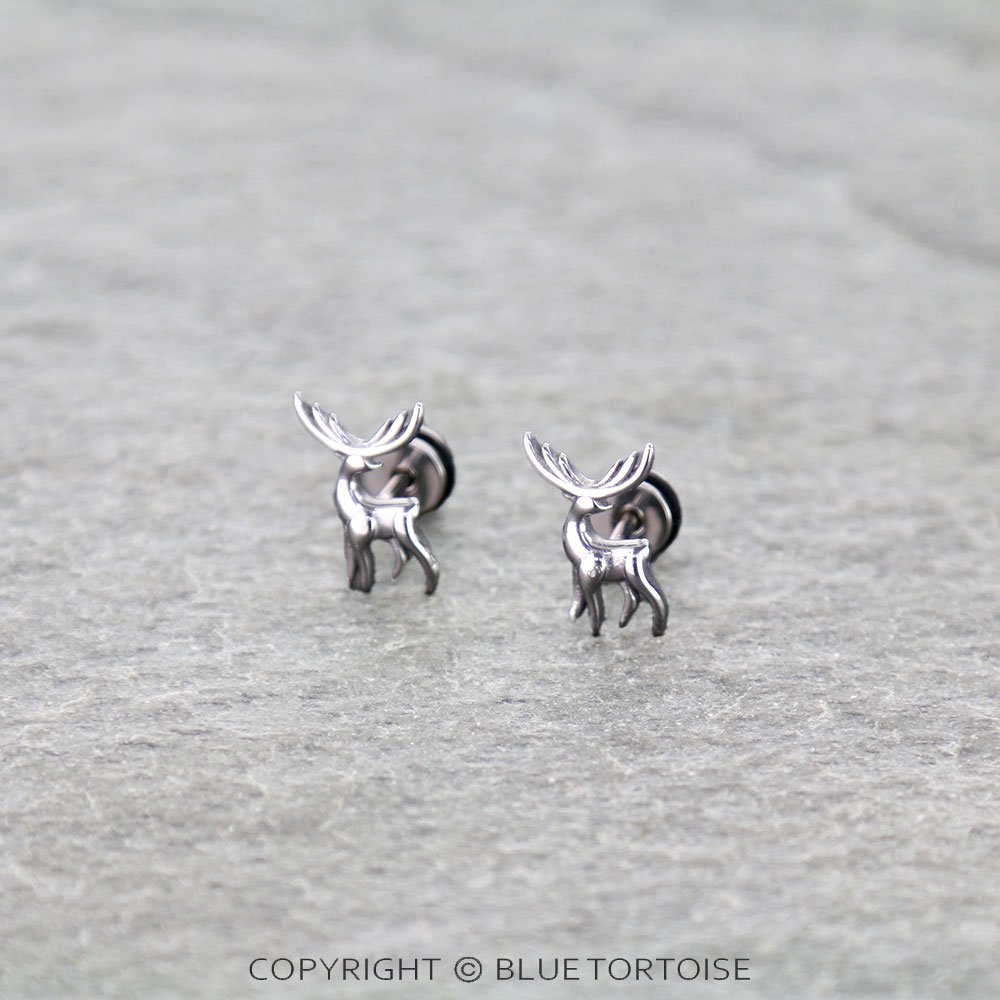 Stainless Elk Flat Back Sleeper Earrings