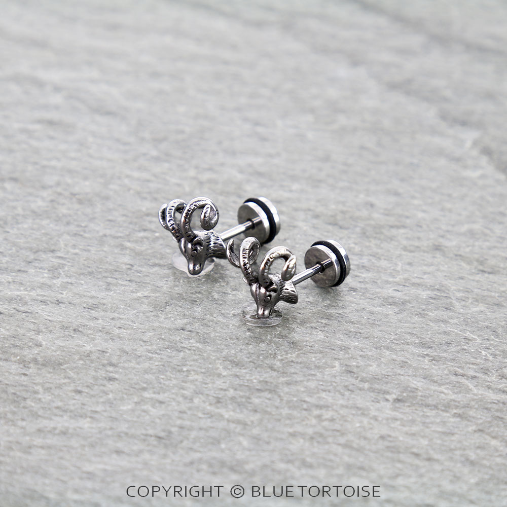 Stainless Goat Flat Back Sleeper Earrings - Image 3
