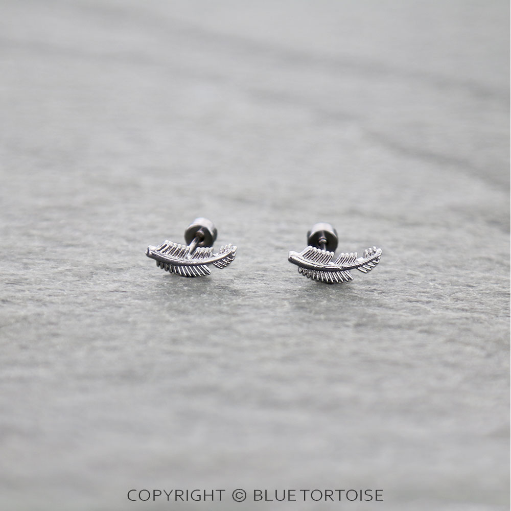 Stainless Leaf Flat Back Sleeper Earrings